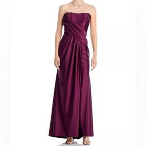 AQUA Formal Wrapped Strapless Corset Gown Wine Women’s Sz 12